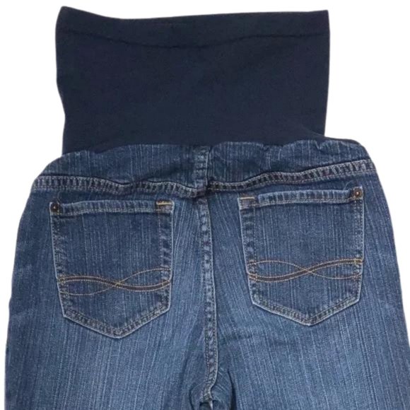 A Pea In The Pod Medium Dark Wash Denim Full Belly Maternity Bootcut Jeans - Picture 5 of 8